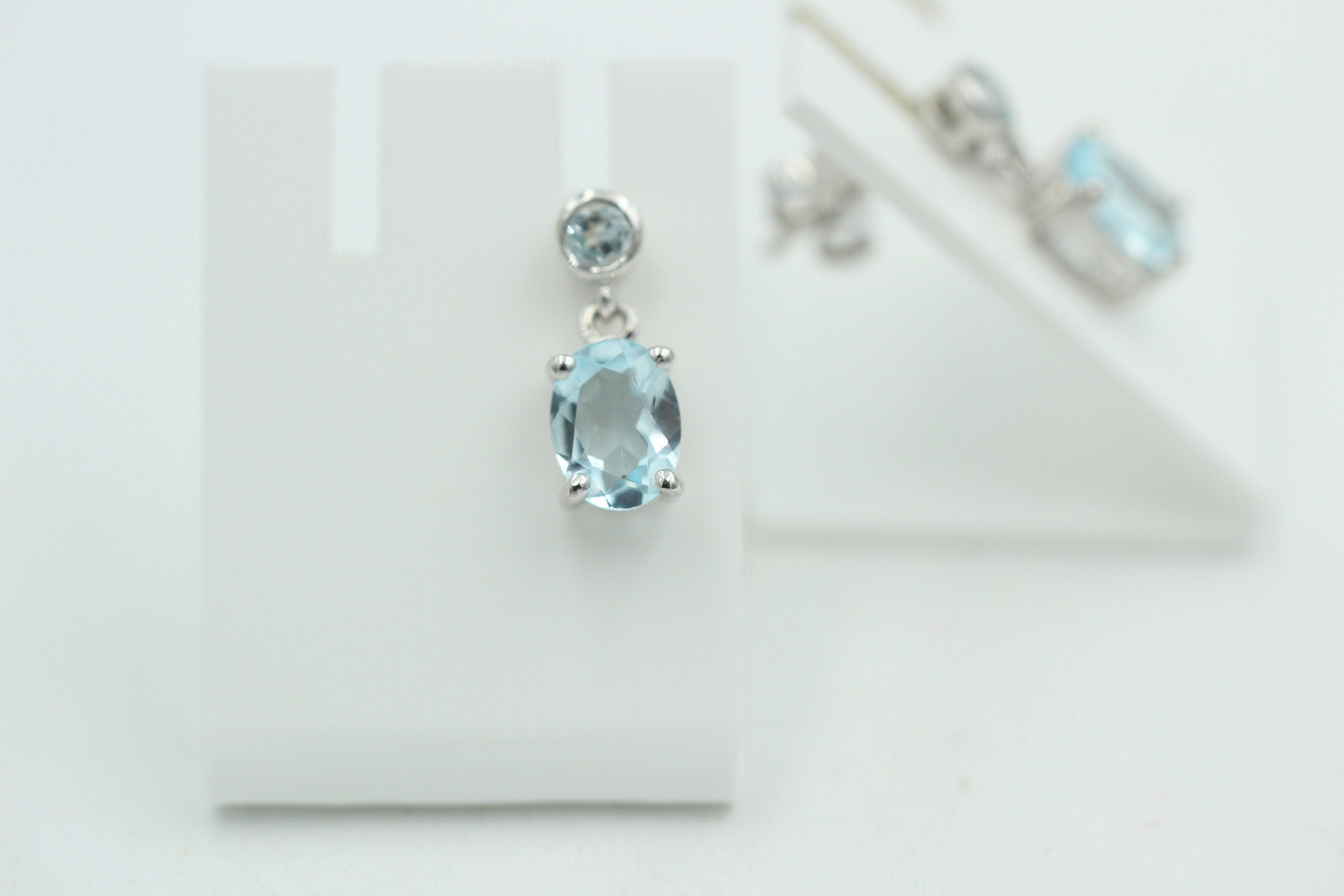 Edle 2,8 Carat Blautopas Ohrstecker Ohrhänger 925 Silber Topas Schmuck