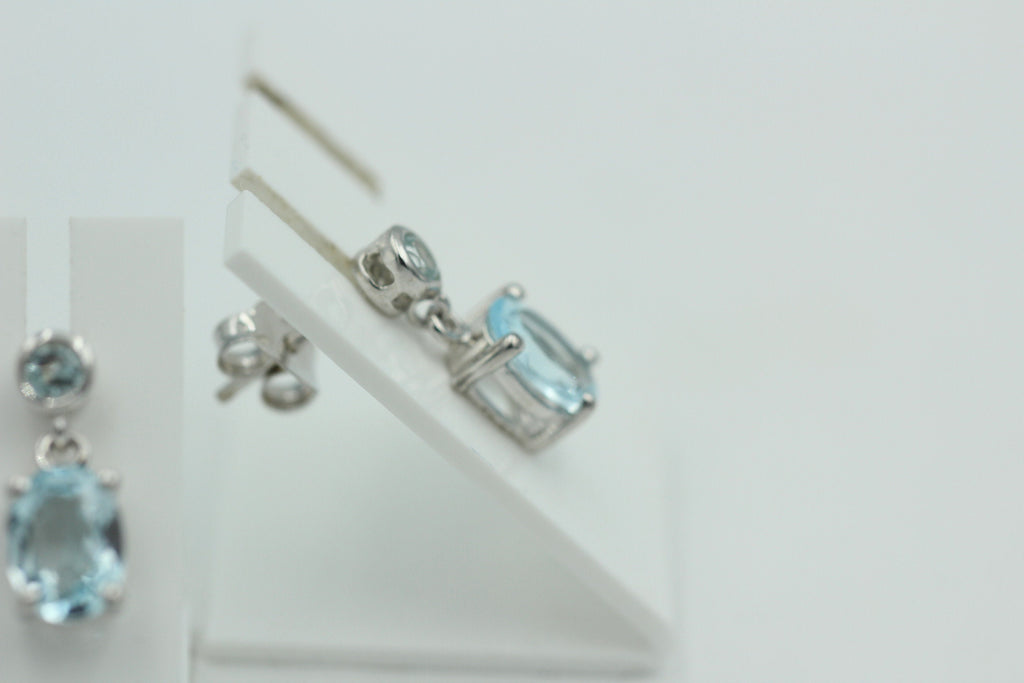 Edle 2,8 Carat Blautopas Ohrstecker Ohrhänger 925 Silber Topas Schmuck
