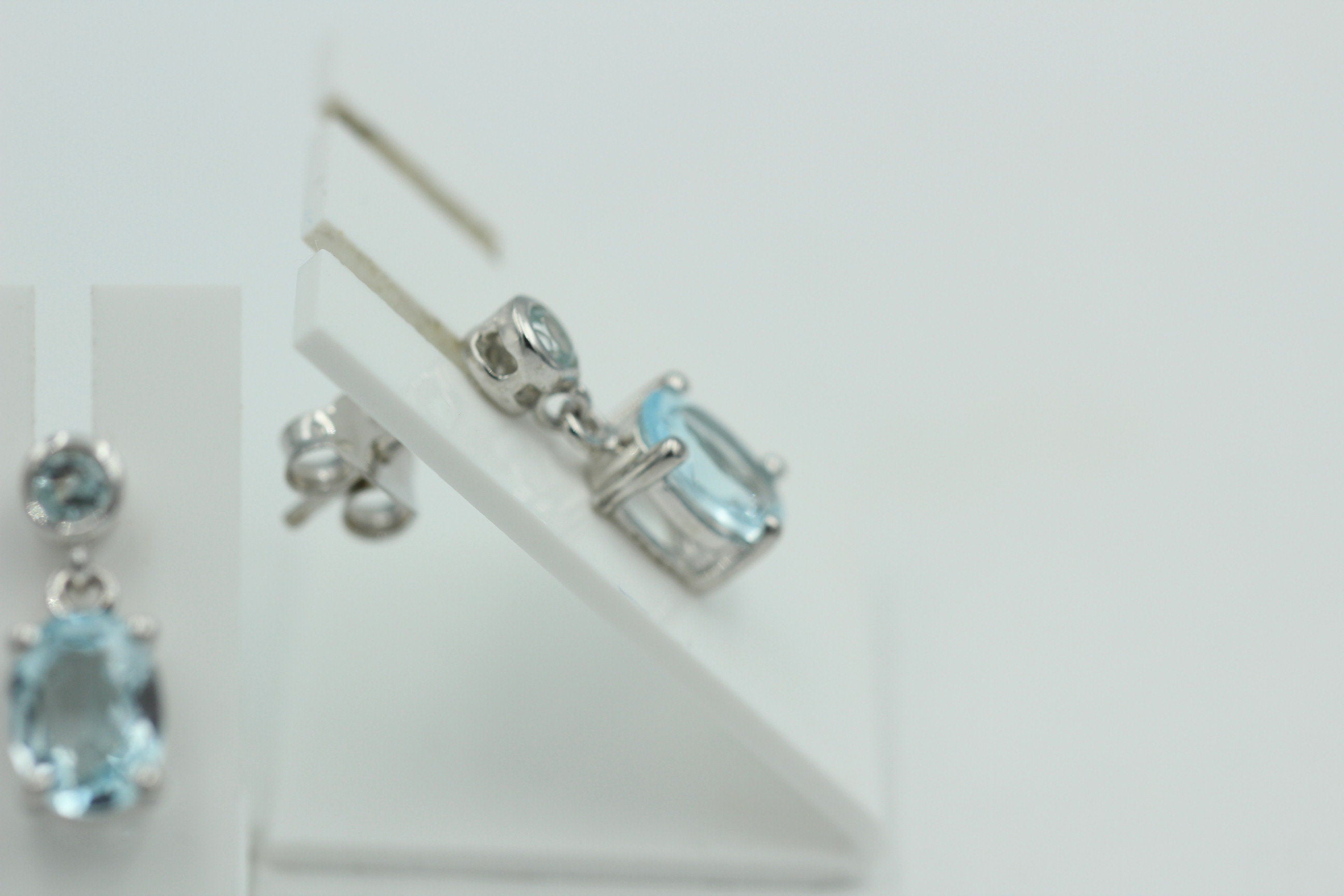 Edle 2,8 Carat Blautopas Ohrstecker Ohrhänger 925 Silber Topas Schmuck