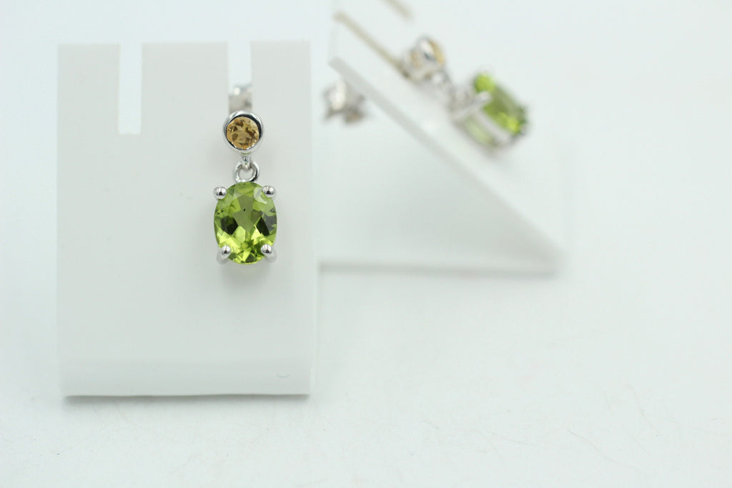 Edle 2,5 Carat Peridot Citron Ohrstecker Ohrhänger 925 Silber Olivin Ohrschmuck