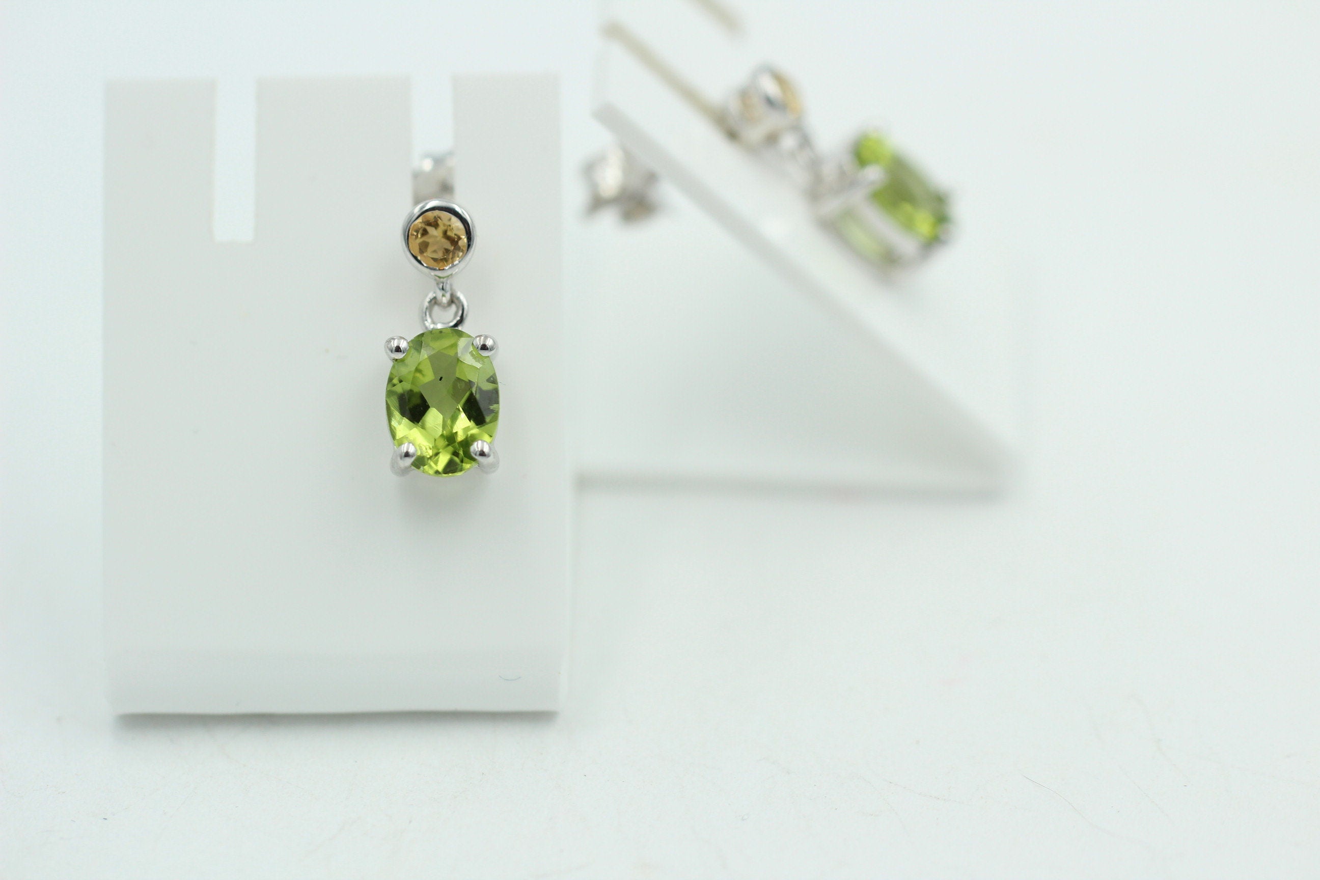 Edle 2,5 Carat Peridot Citron Ohrstecker Ohrhänger 925 Silber Olivin Ohrschmuck