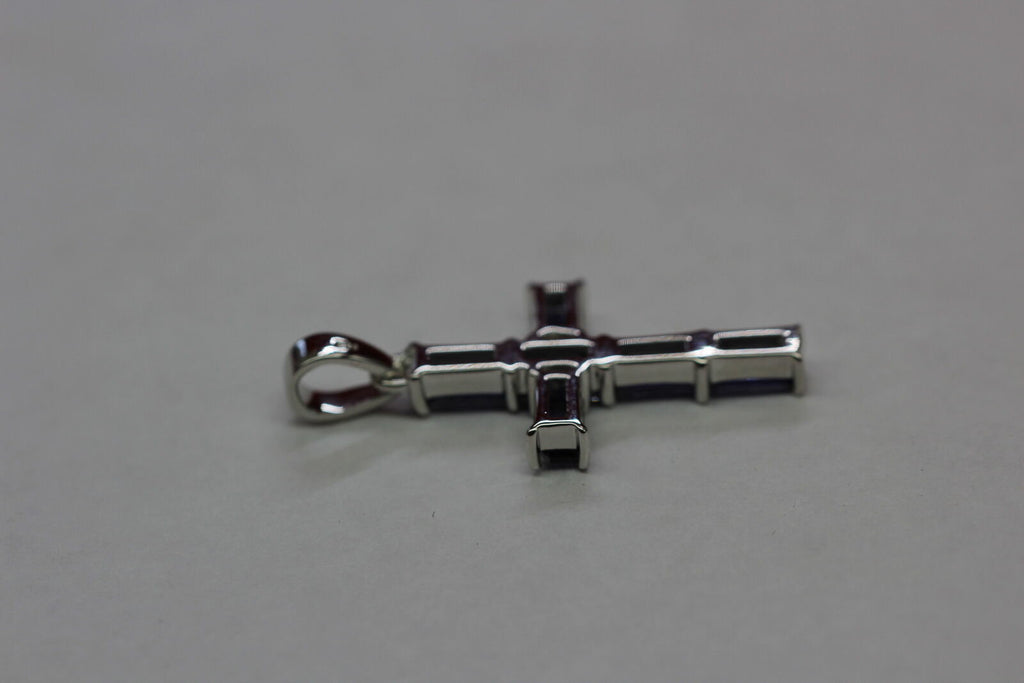 Edler 2,42 Carat Iolith Kreuzanhänger 925 Silber Colier Kette Wassersaphir