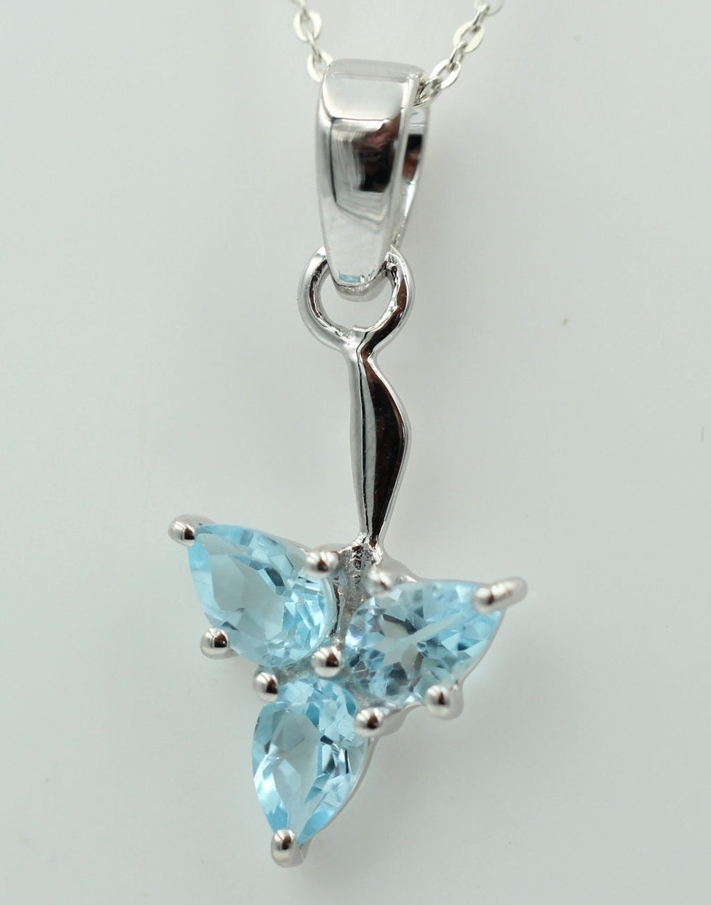 1,3 Carat Blautopas Anhänger 925 Silber Designschmuck Collier Kette Topas