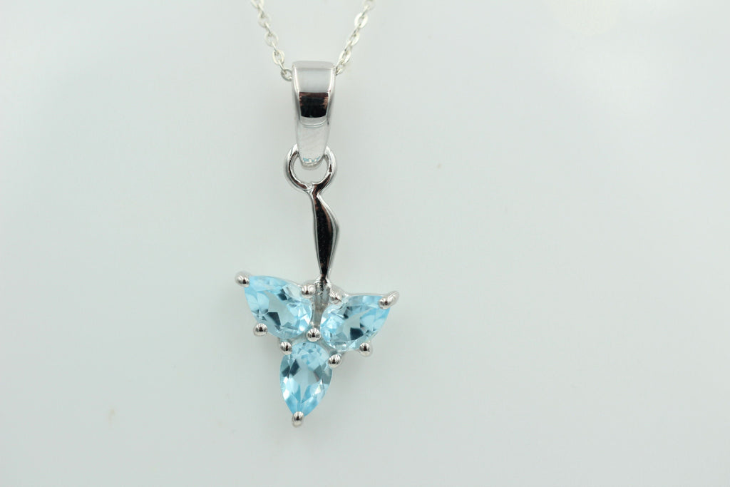 1,3 Carat Blautopas Anhänger 925 Silber Designschmuck Collier Kette Topas