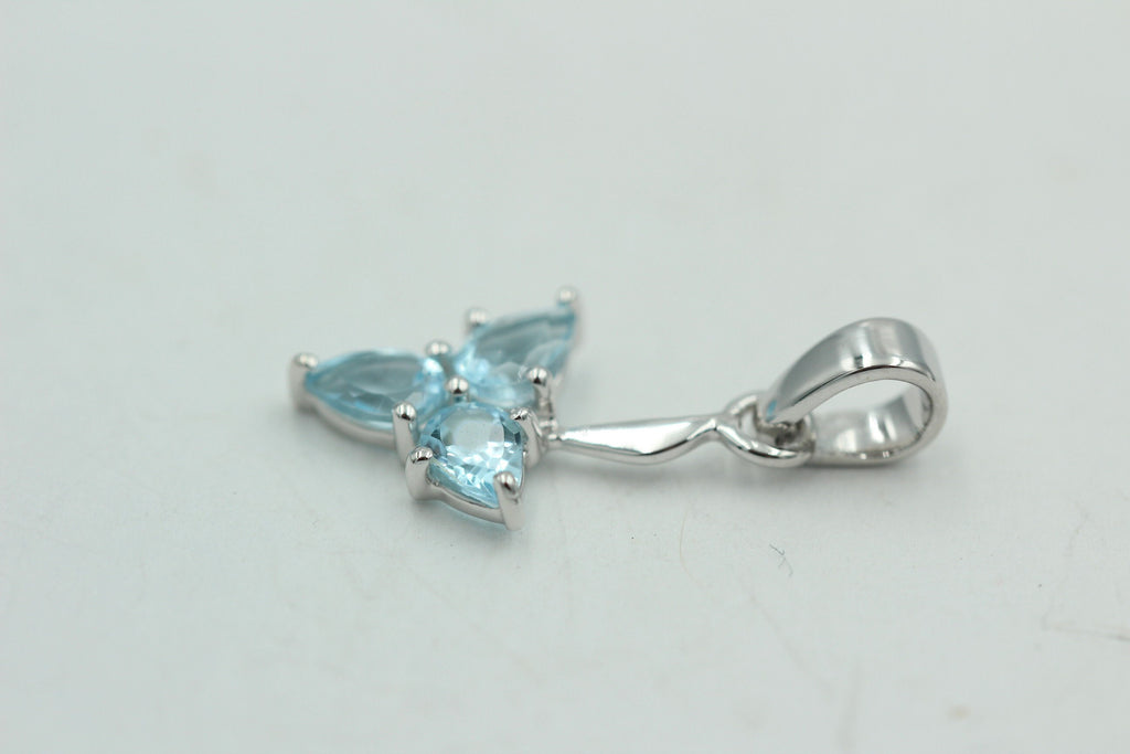 1,3 Carat Blautopas Anhänger 925 Silber Designschmuck Collier Kette Topas