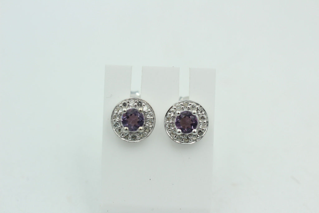 Edler 1,0 Carat Amethyst Ohrstecker Weißtopas 925 Silber Ohrschmuck Brasilien