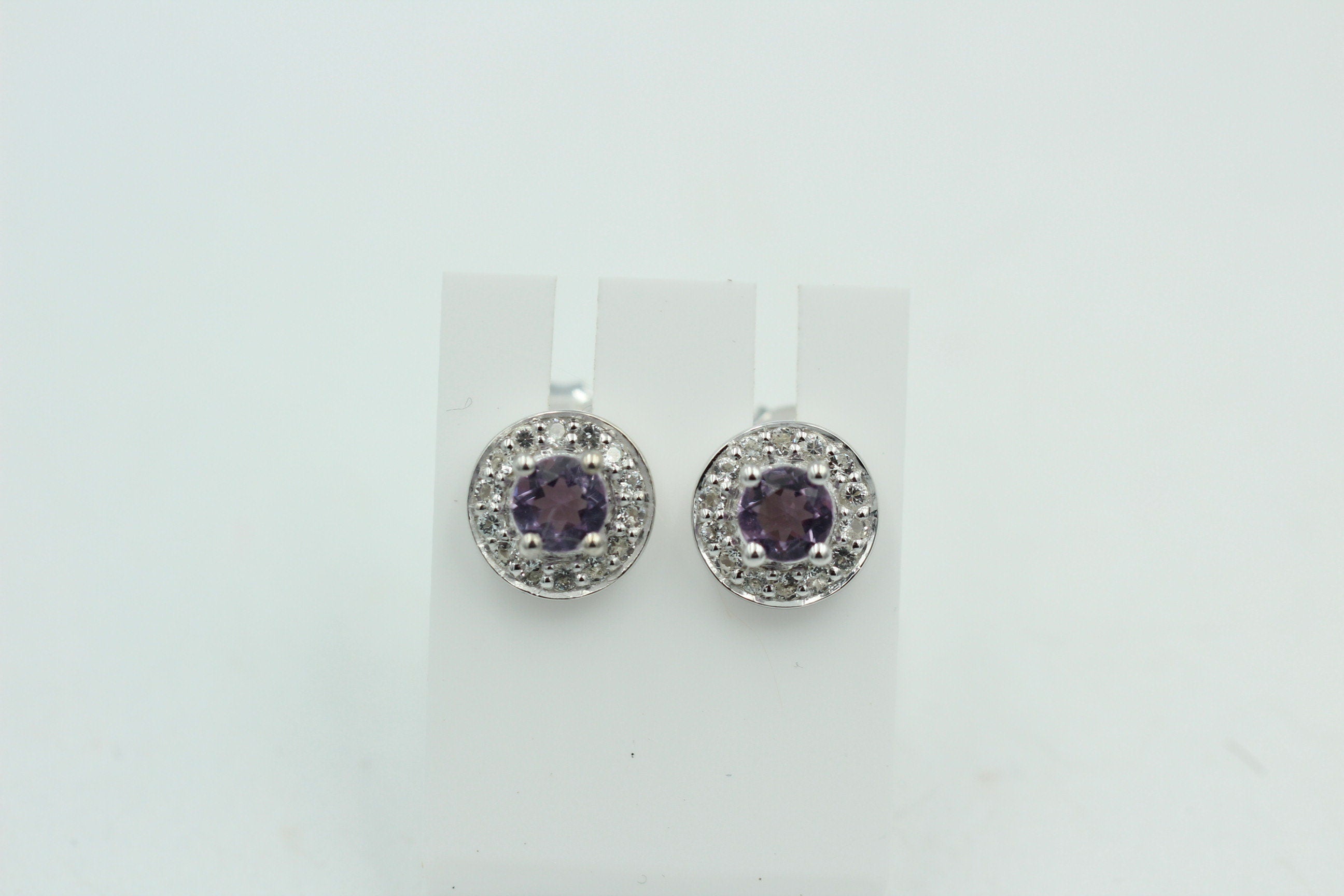 Edler 1,0 Carat Amethyst Ohrstecker Weißtopas 925 Silber Ohrschmuck Brasilien