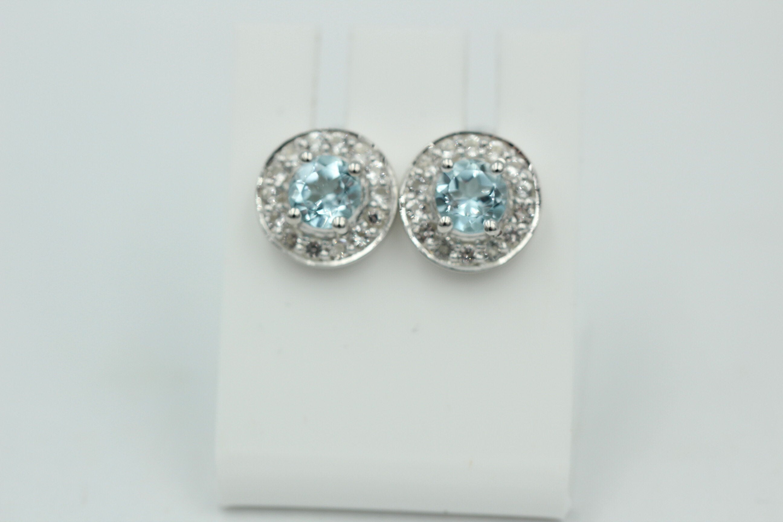 Edle 1,0 Carat Blautopas Weißtopas Ohrstecker 925 Silber Ohrring himmelblau Top