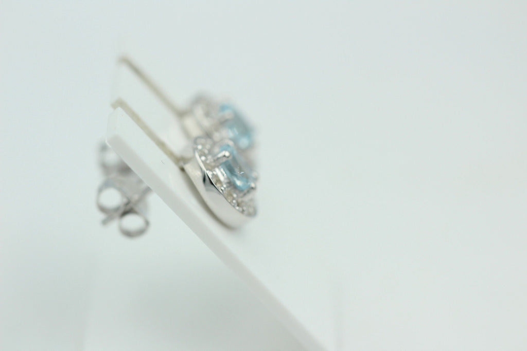 Edle 1,0 Carat Blautopas Weißtopas Ohrstecker 925 Silber Ohrring himmelblau Top