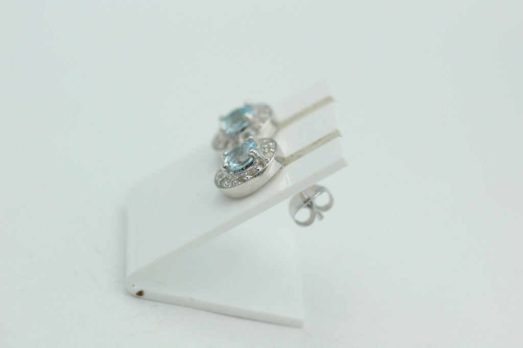 Edle 1,0 Carat Blautopas Weißtopas Ohrstecker 925 Silber Ohrring himmelblau Top