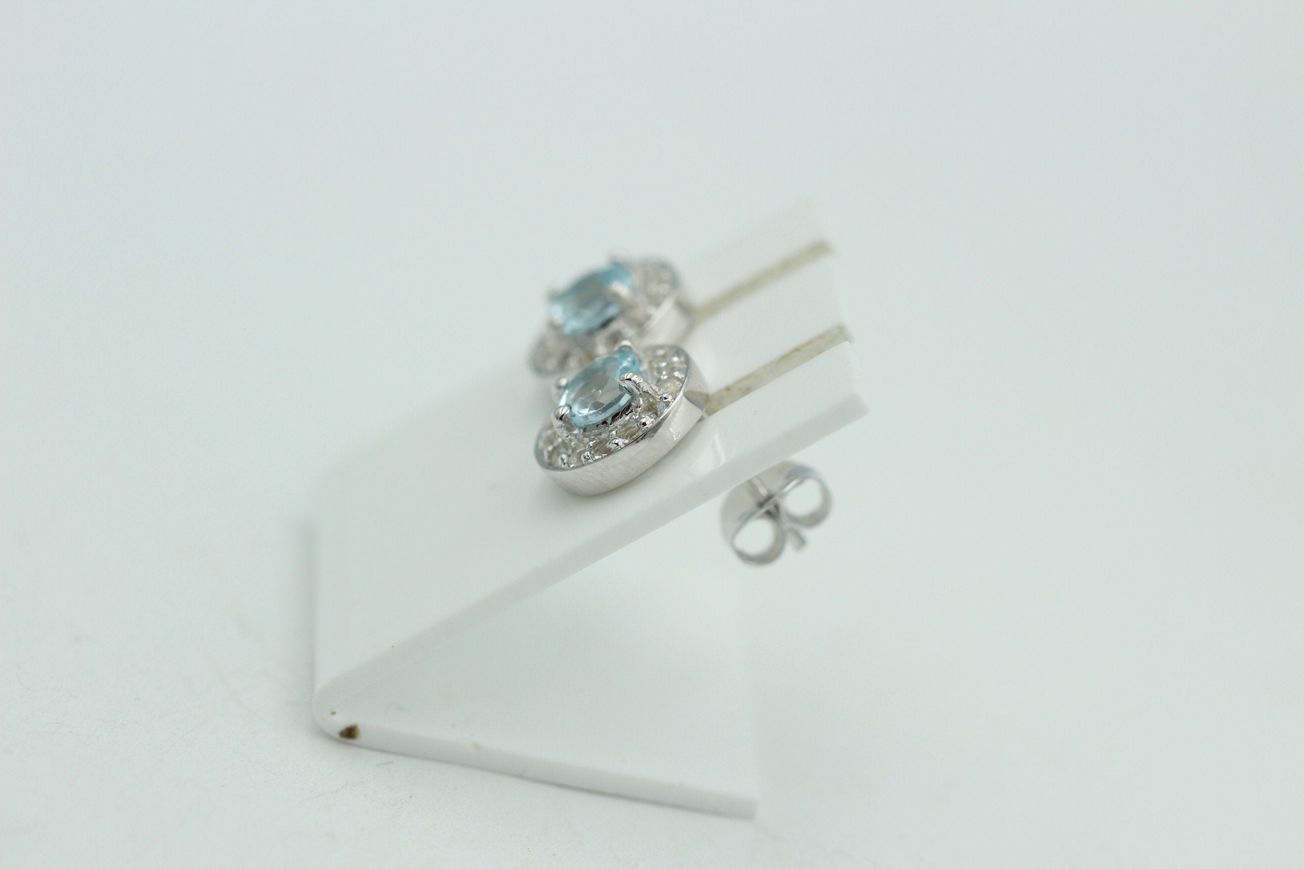 Edle 1,0 Carat Blautopas Weißtopas Ohrstecker 925 Silber Ohrring himmelblau Top