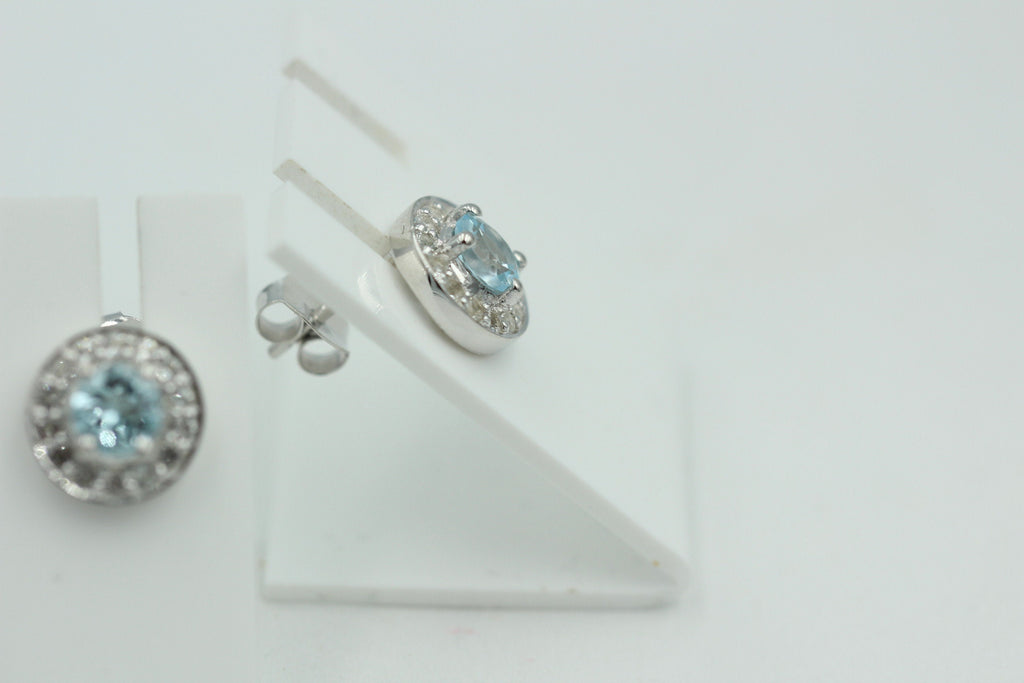 Edle 1,0 Carat Blautopas Weißtopas Ohrstecker 925 Silber Ohrring himmelblau Top