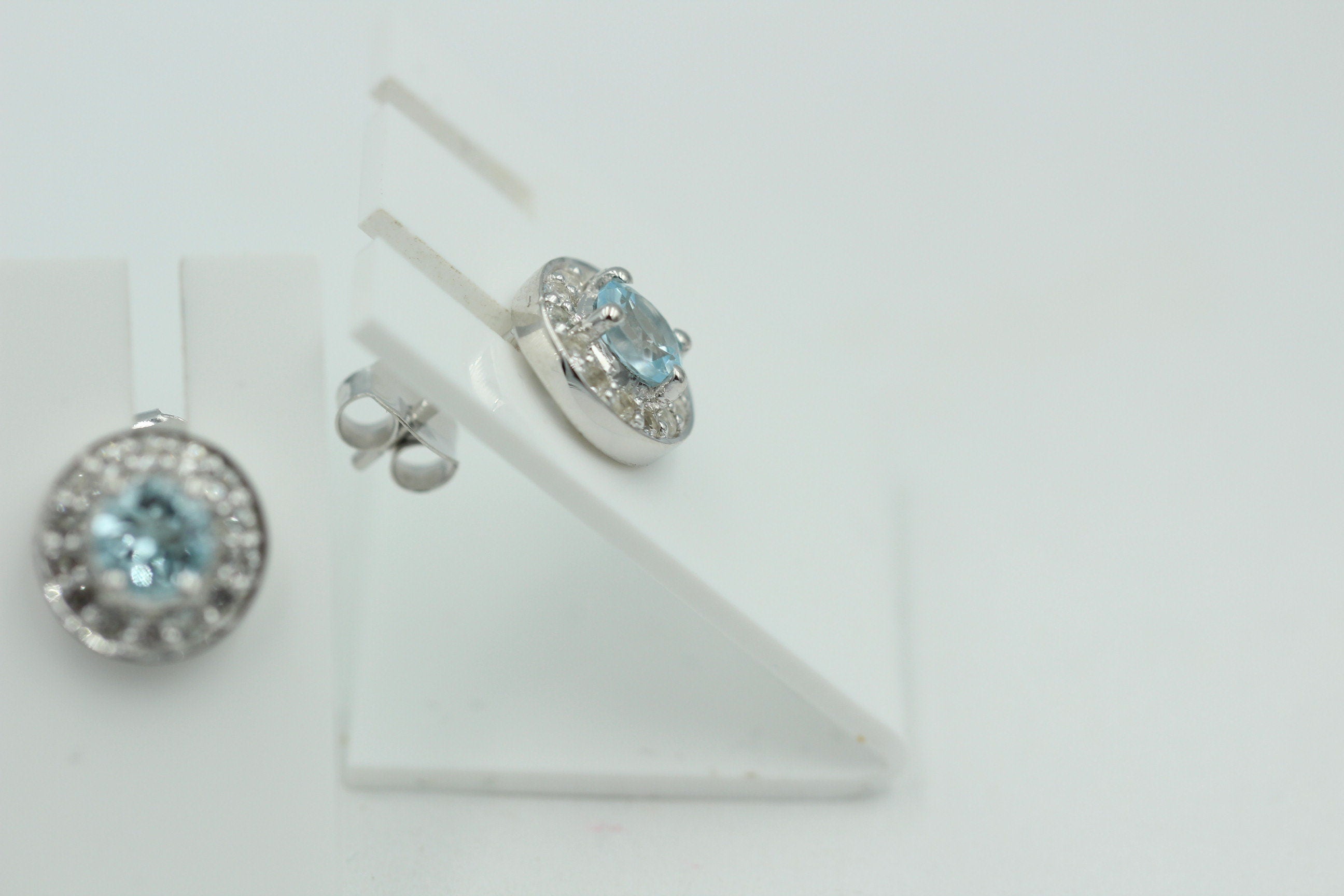 Edle 1,0 Carat Blautopas Weißtopas Ohrstecker 925 Silber Ohrring himmelblau Top
