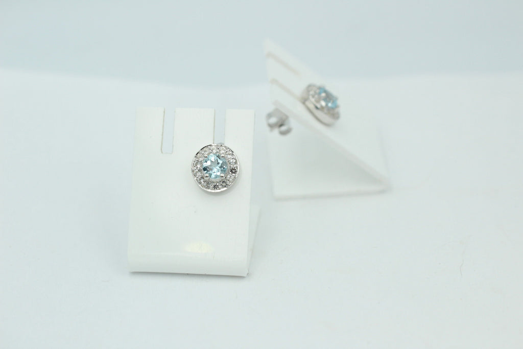 Edle 1,0 Carat Blautopas Weißtopas Ohrstecker 925 Silber Ohrring himmelblau Top
