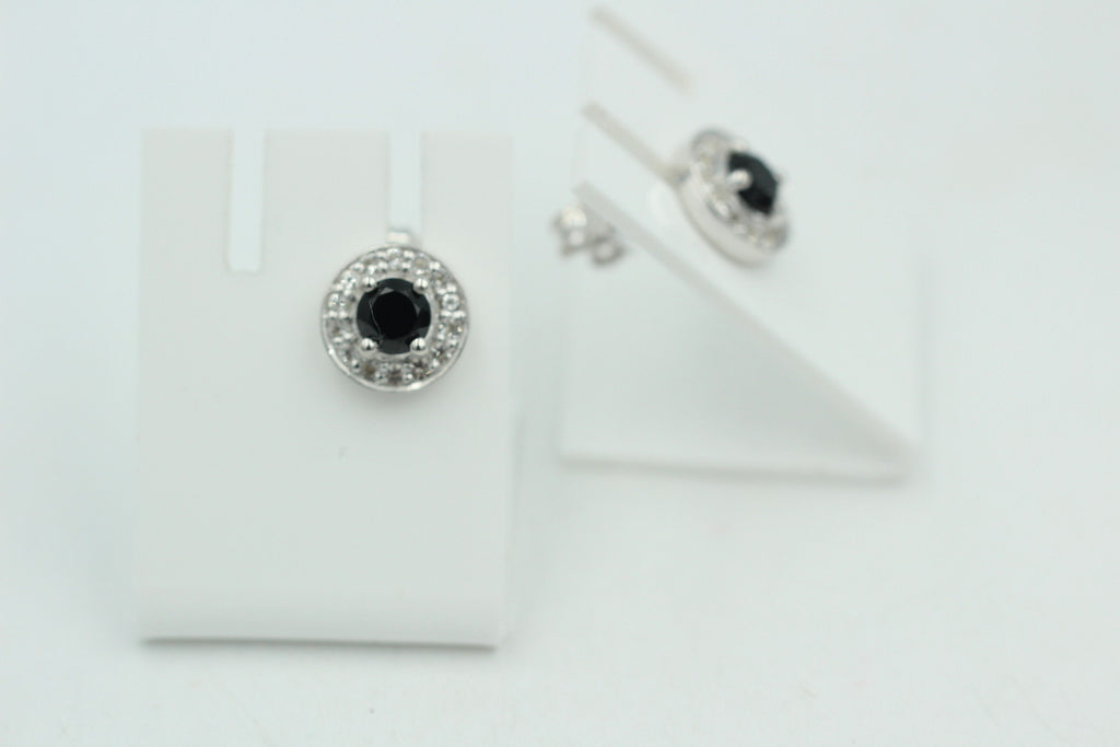 Edle 1,2 Carat schwarzer Spinell Weißtopas Ohrstecker 925 Silber Ohrring