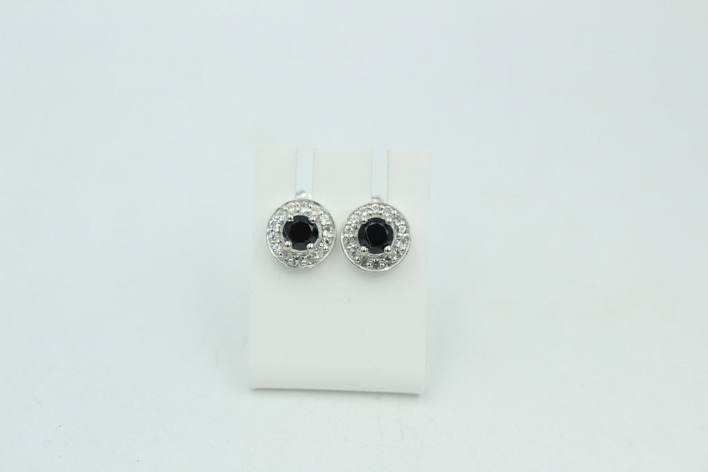 Edle 1,2 Carat schwarzer Spinell Weißtopas Ohrstecker 925 Silber Ohrring