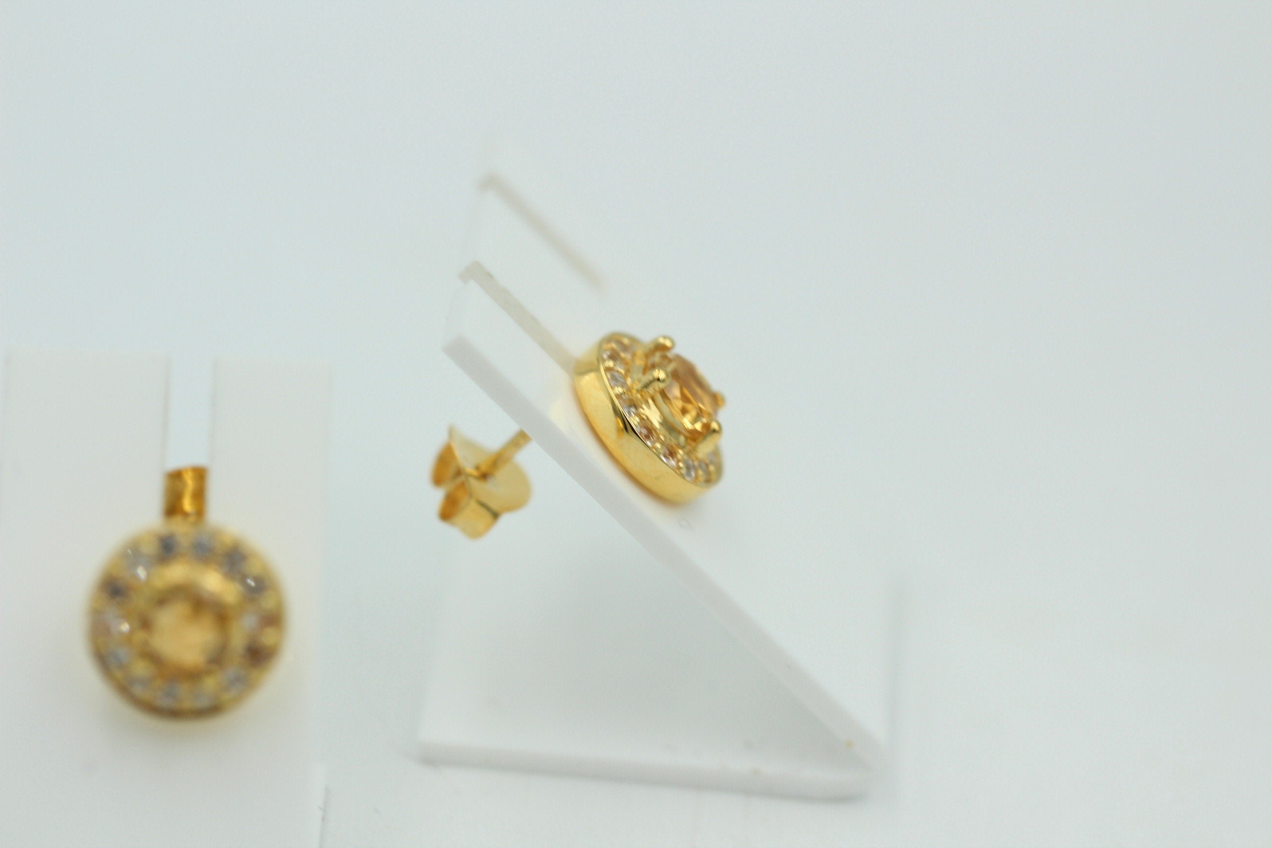 Edle 1,2 Carat Citrint Weißtopas Ohrstecker 925 Silber Ohrring vergoldet