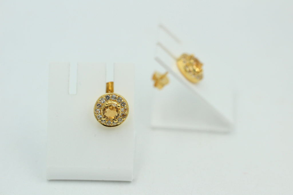 Edle 1,2 Carat Citrint Weißtopas Ohrstecker 925 Silber Ohrring vergoldet