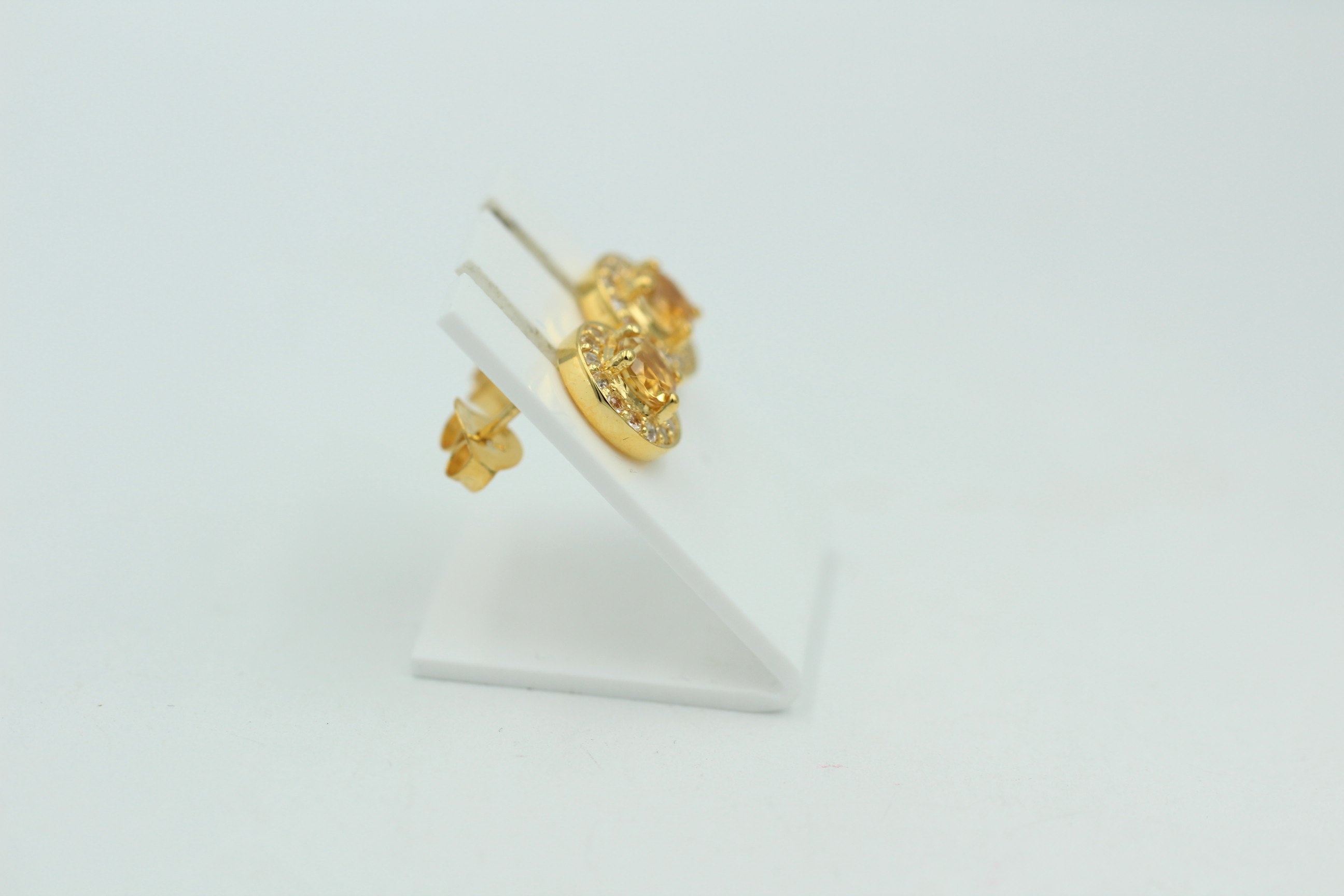 Edle 1,2 Carat Citrint Weißtopas Ohrstecker 925 Silber Ohrring vergoldet