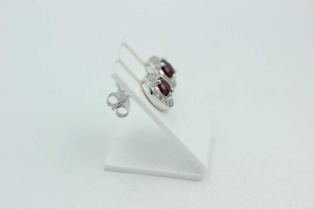 Edle 1,2 Carat Rhodolith Weißtopas Ohrstecker 925 Silber Ohrring Granatart