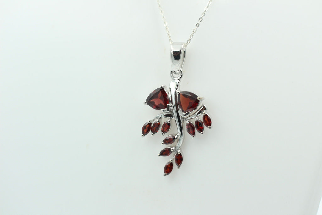 2,50 Carat blutroter Granat Anhänger 925 Silber Collier kette Granatanhänger