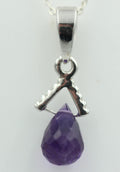 Edler 2,25 Carat Amethyst Anhänger in Briolette Schliff 925 Silber Designanhänger