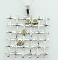 Design pur 0,7 Carat Citrin Cabochon Anhänger 925 Silber  Gitterdesign goldgelber Citrin