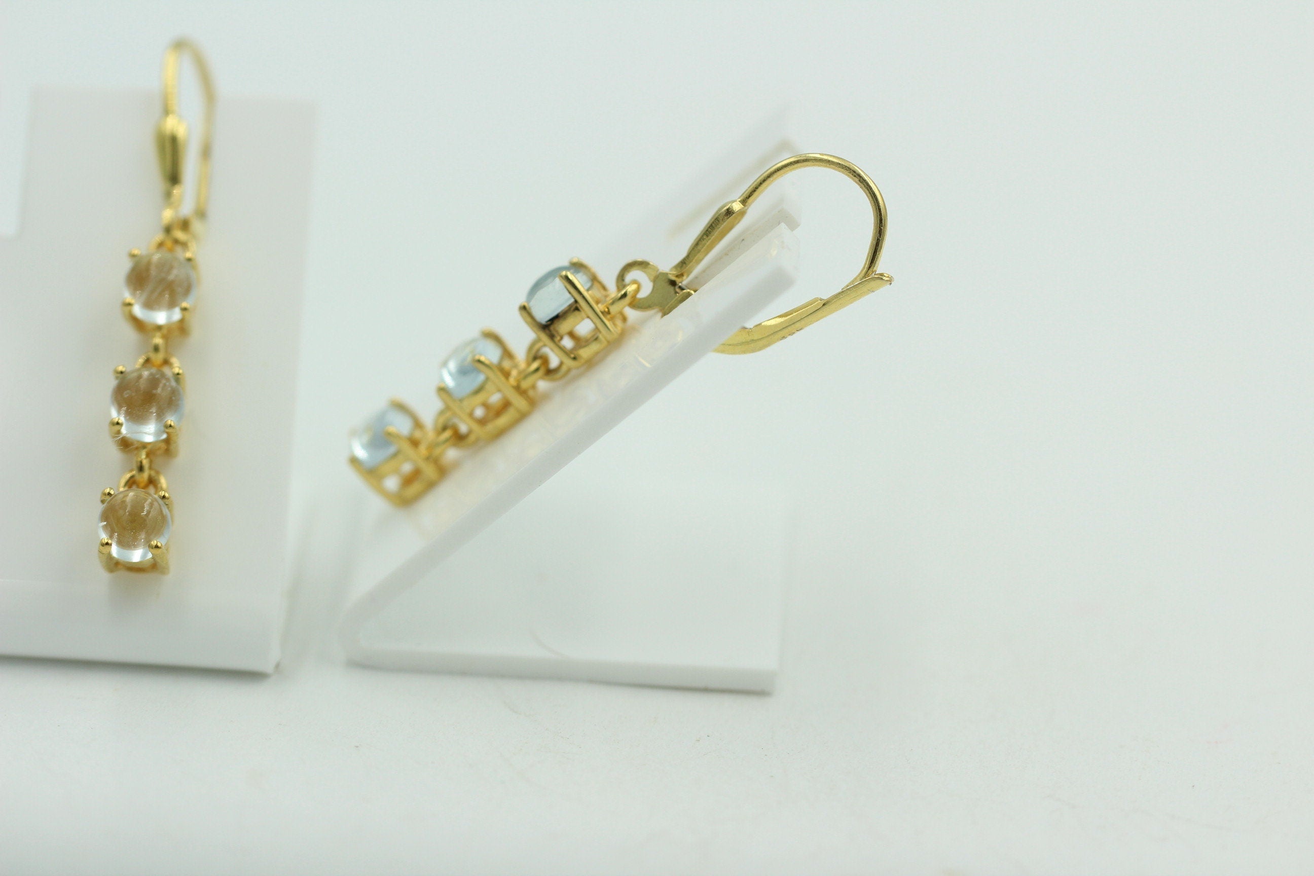 Edel 2,3 Carat Blautopas Brisur 925 Silber Ohrstecker Ohrring sky blue vergoldet