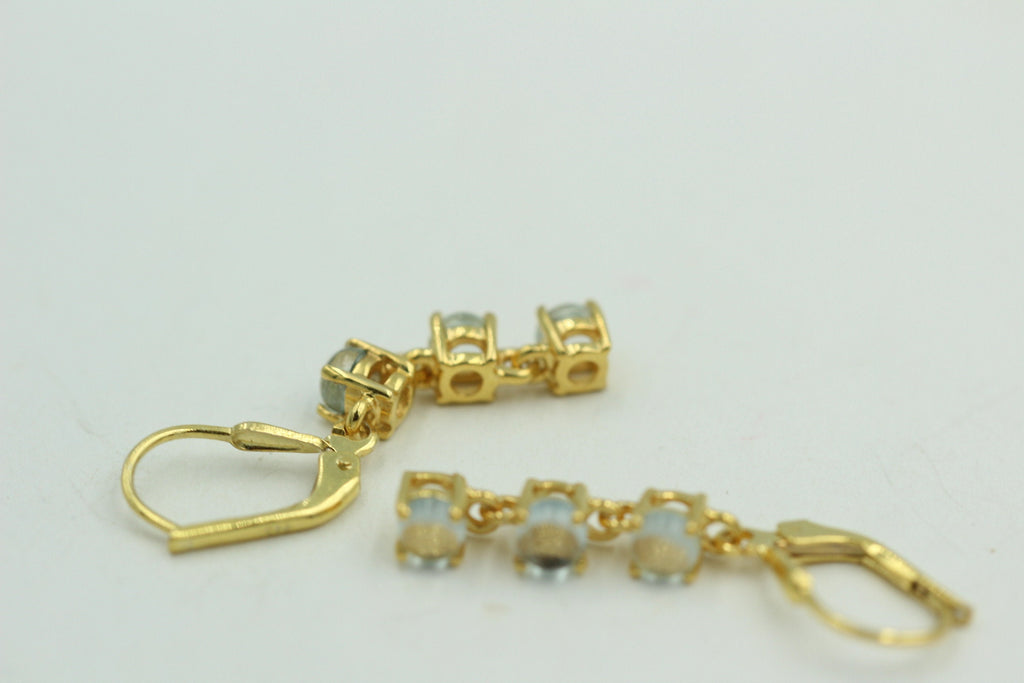 Edel 2,3 Carat Blautopas Brisur 925 Silber Ohrstecker Ohrring sky blue vergoldet
