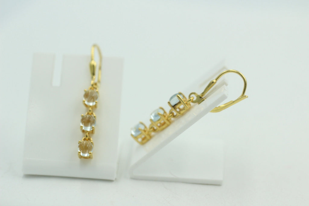 Edel 2,3 Carat Blautopas Brisur 925 Silber Ohrstecker Ohrring sky blue vergoldet
