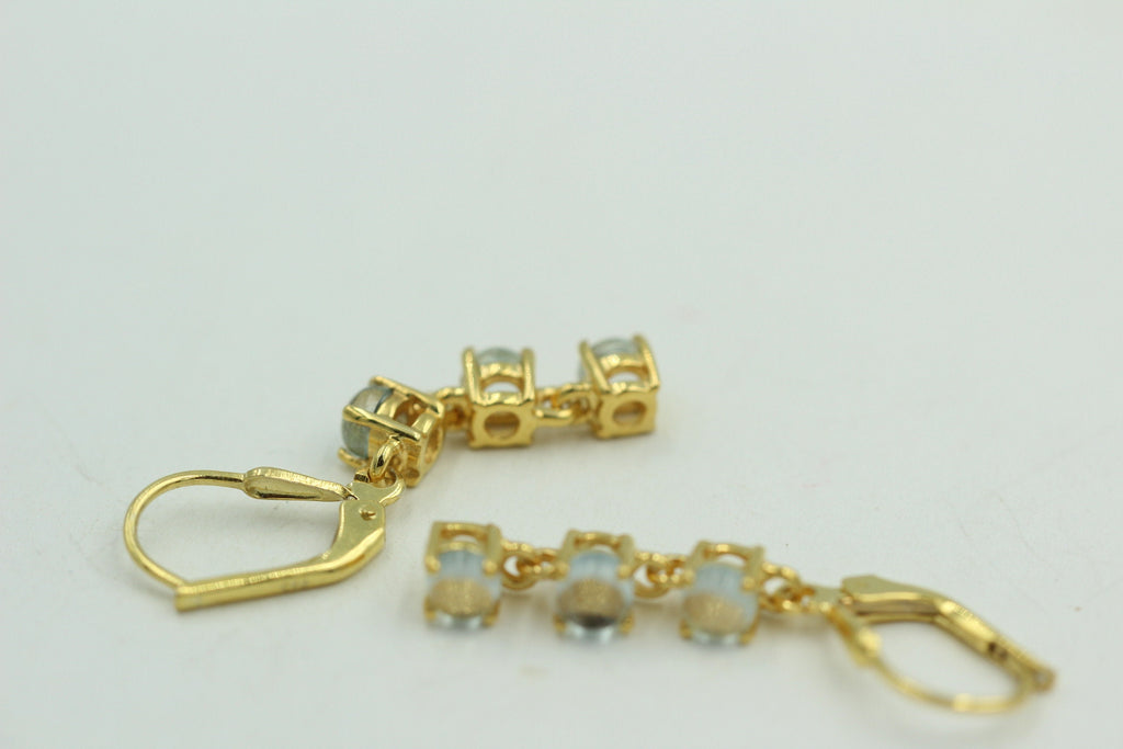 Edel 2,3 Carat Blautopas Brisur 925 Silber Ohrstecker Ohrring sky blue vergoldet