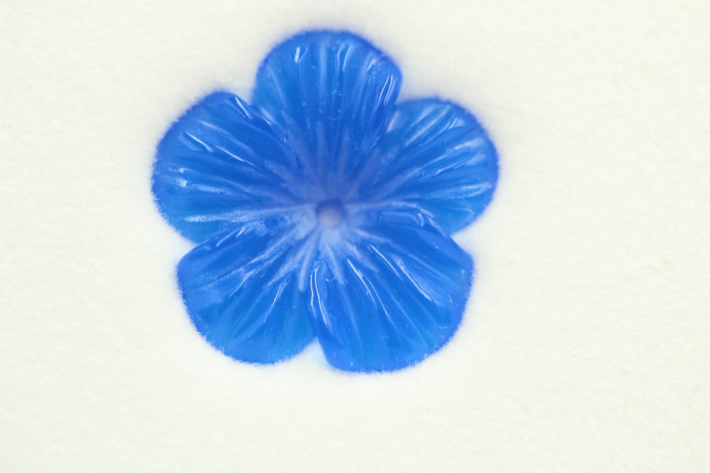 Blauachat Blüte graviert Durchmesser ca 16 mm echter Achat