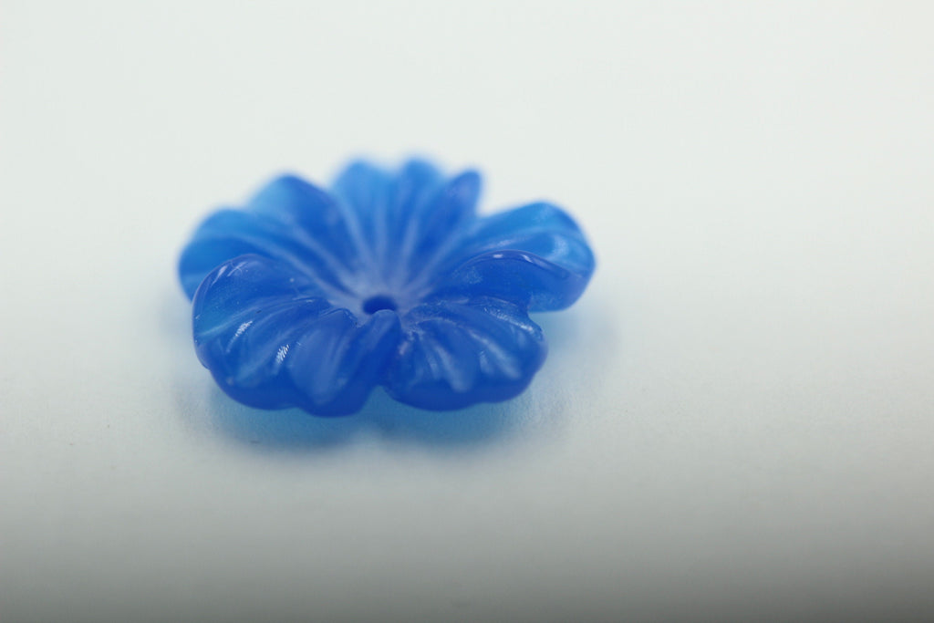 Blauachat Blüte graviert Durchmesser ca 16 mm echter Achat