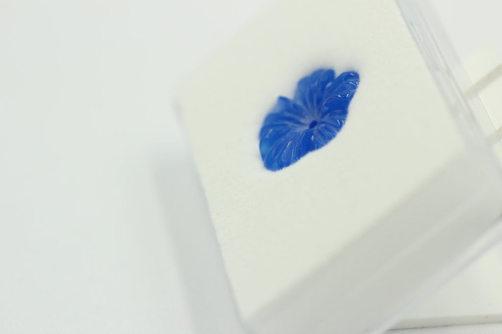 Blauachat Blüte graviert Durchmesser ca 16 mm echter Achat