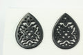 2 x schwarzer Onyx graviert ca 24 x 17 mm für Ohrschmuck etc