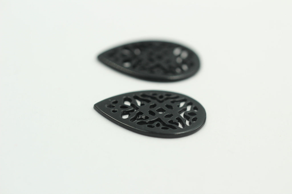 2 x schwarzer Onyx graviert ca 24 x 17 mm für Ohrschmuck etc