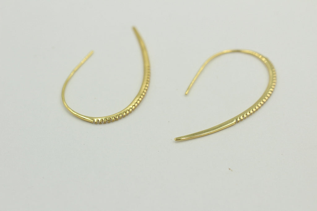 Design Silber Ohrhacken ca 4 cm vergoldet mit vielen Zirkonia