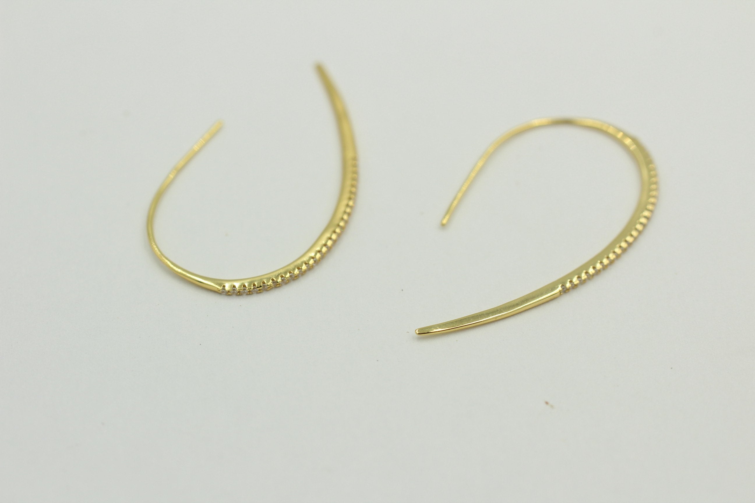 Design Silber Ohrhacken ca 4 cm vergoldet mit vielen Zirkonia