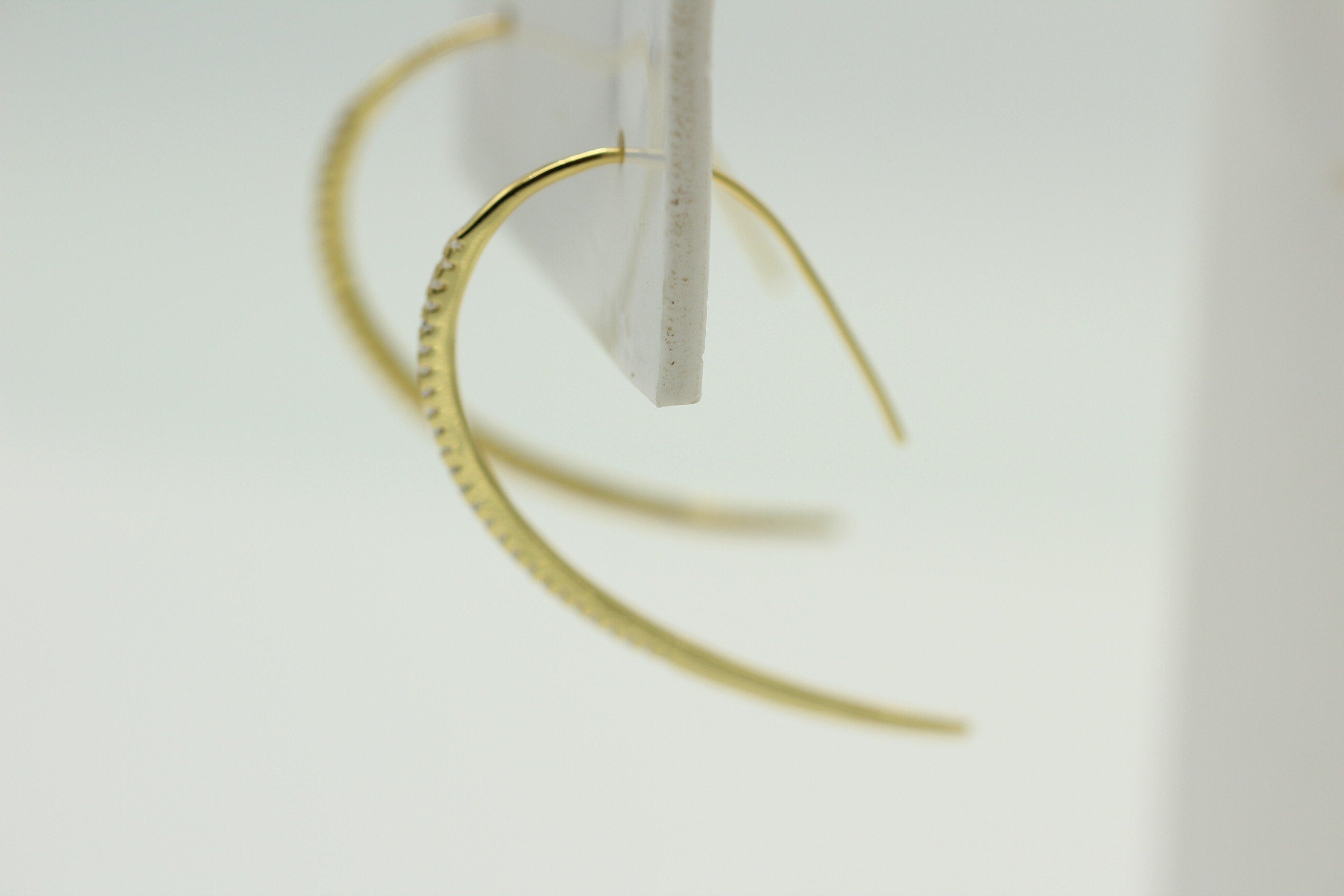 Design Silber Ohrhacken ca 4 cm vergoldet mit vielen Zirkonia