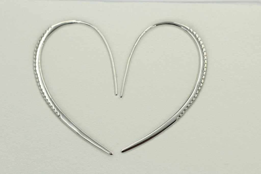 Design Silber Ohrhacken ca 4 cm mit vielen Zirkonia rhodiniert
