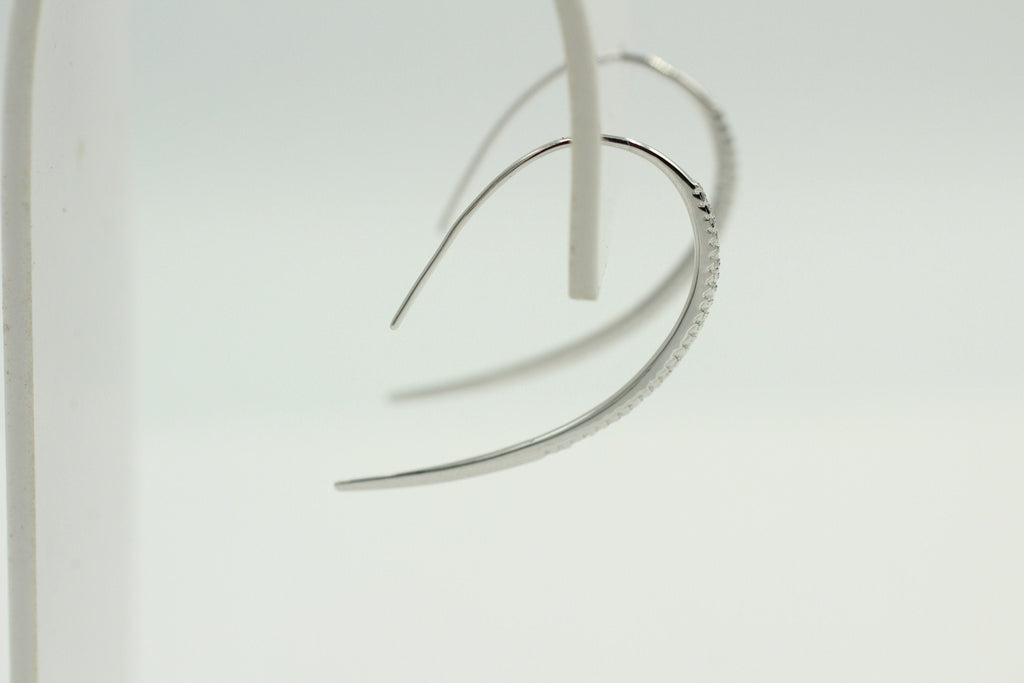 Design Silber Ohrhacken ca 4 cm mit vielen Zirkonia rhodiniert