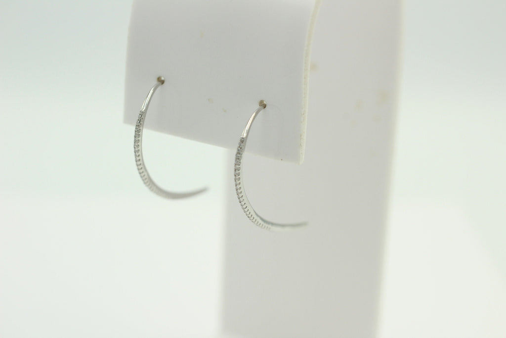 Design Silber Ohrhacken ca 4 cm mit vielen Zirkonia rhodiniert