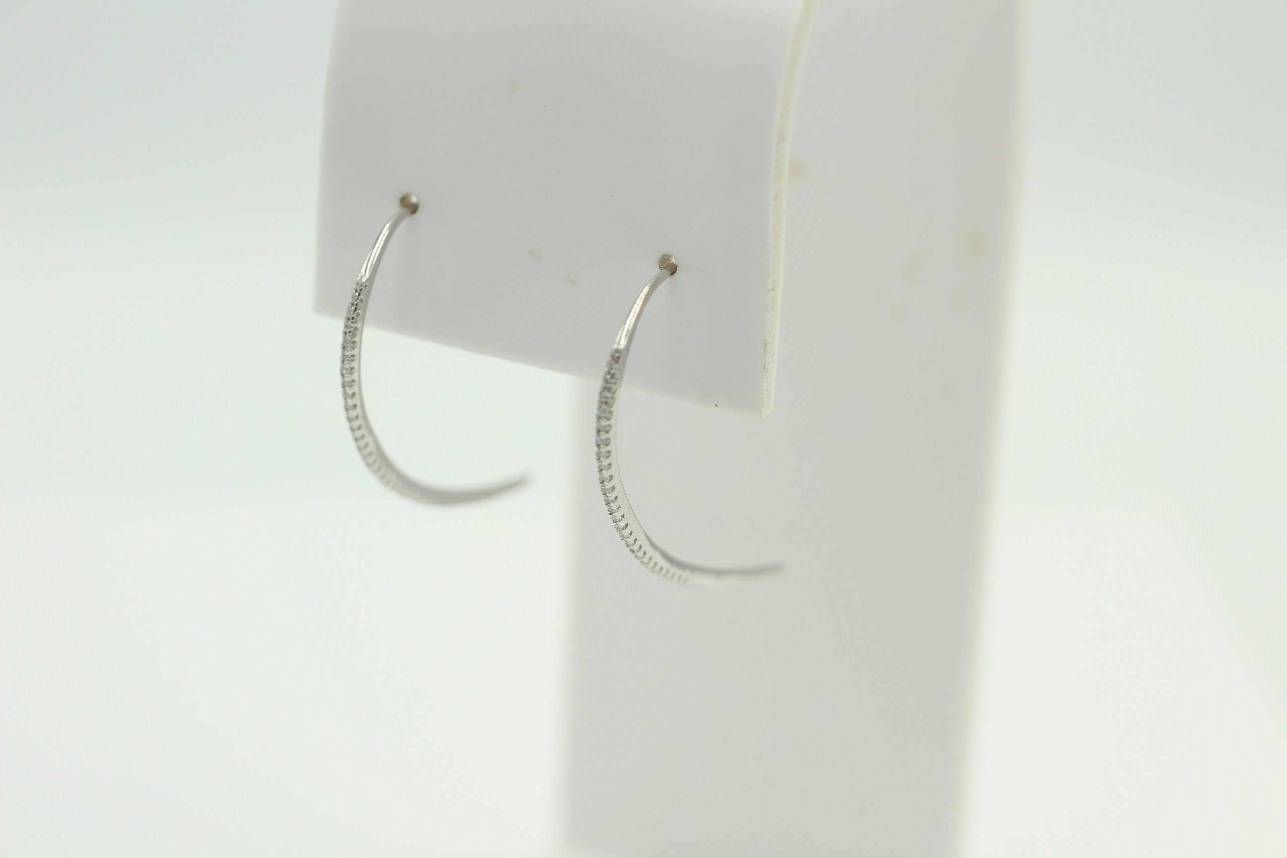 Design Silber Ohrhacken ca 4 cm mit vielen Zirkonia rhodiniert
