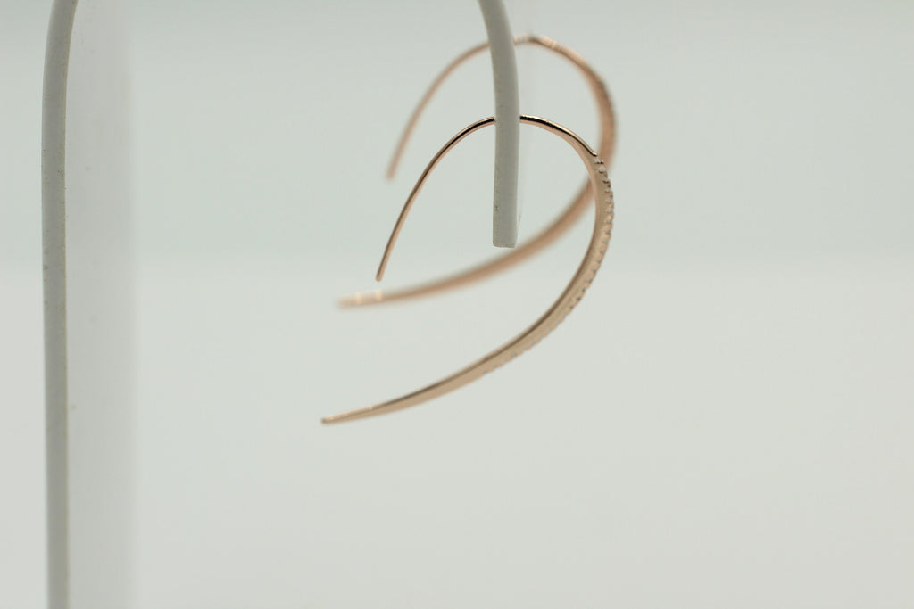 Design Silber Ohrhacken ca 4 cm rosevergoldet mit vielen Zirkonia
