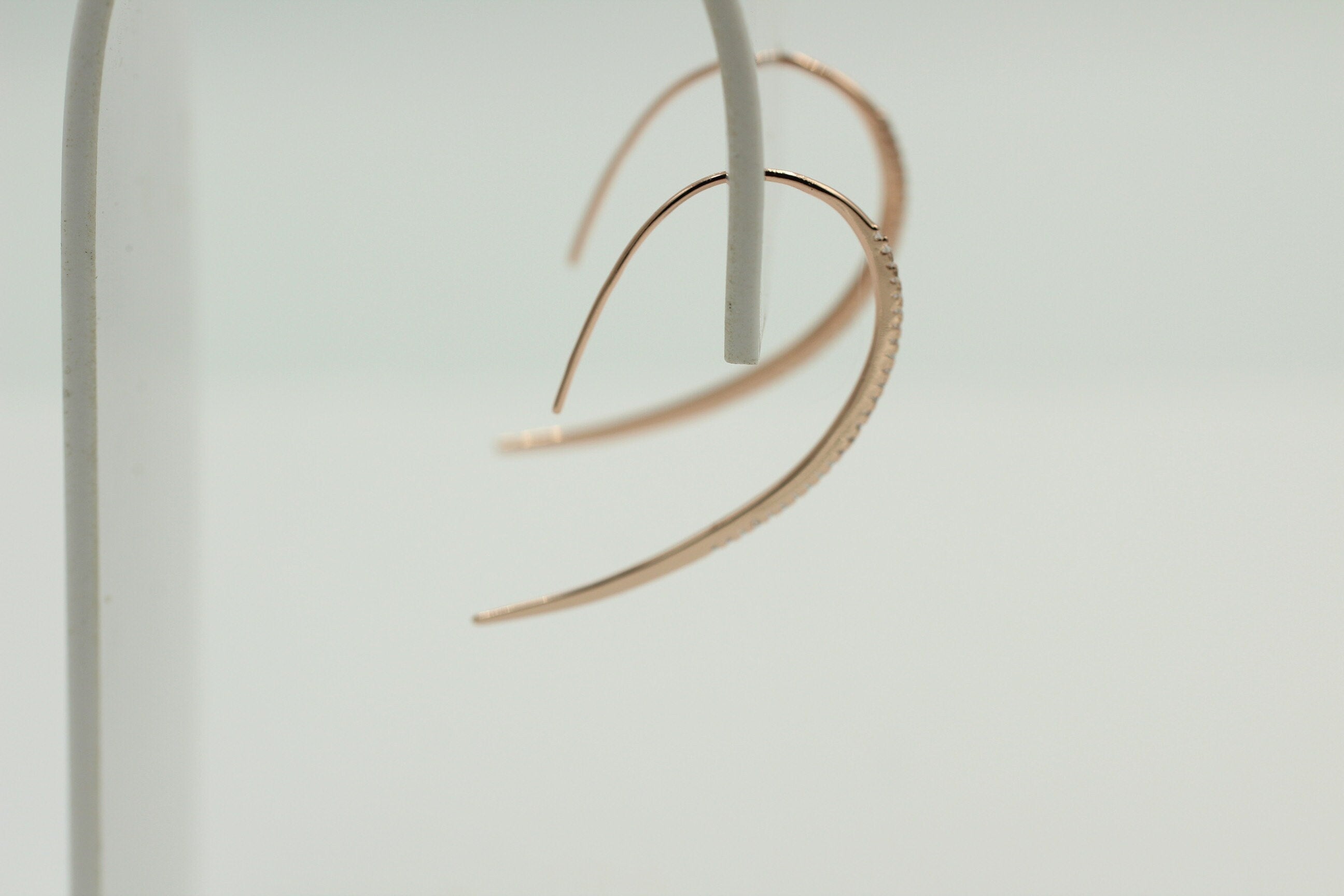 Design Silber Ohrhacken ca 4 cm rosevergoldet mit vielen Zirkonia