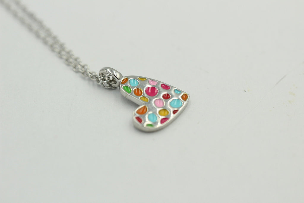 Anhänger Herz 925 Sterling Silber Herz Emaille Collier 38 + 5 cm Kinderschmuck