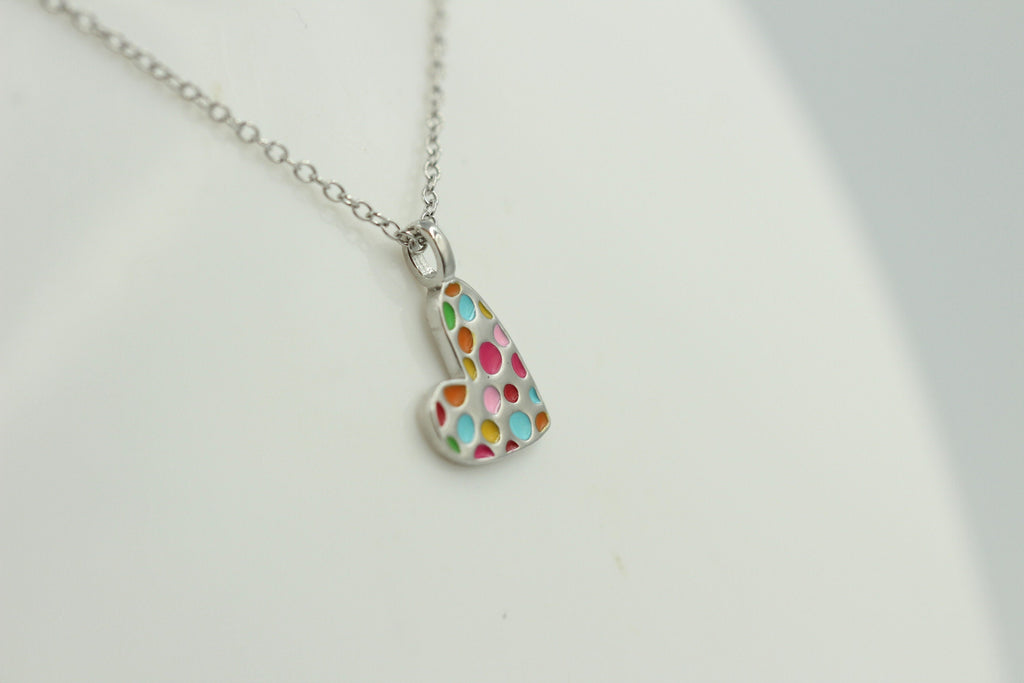 Anhänger Herz 925 Sterling Silber Herz Emaille Collier 38 + 5 cm Kinderschmuck