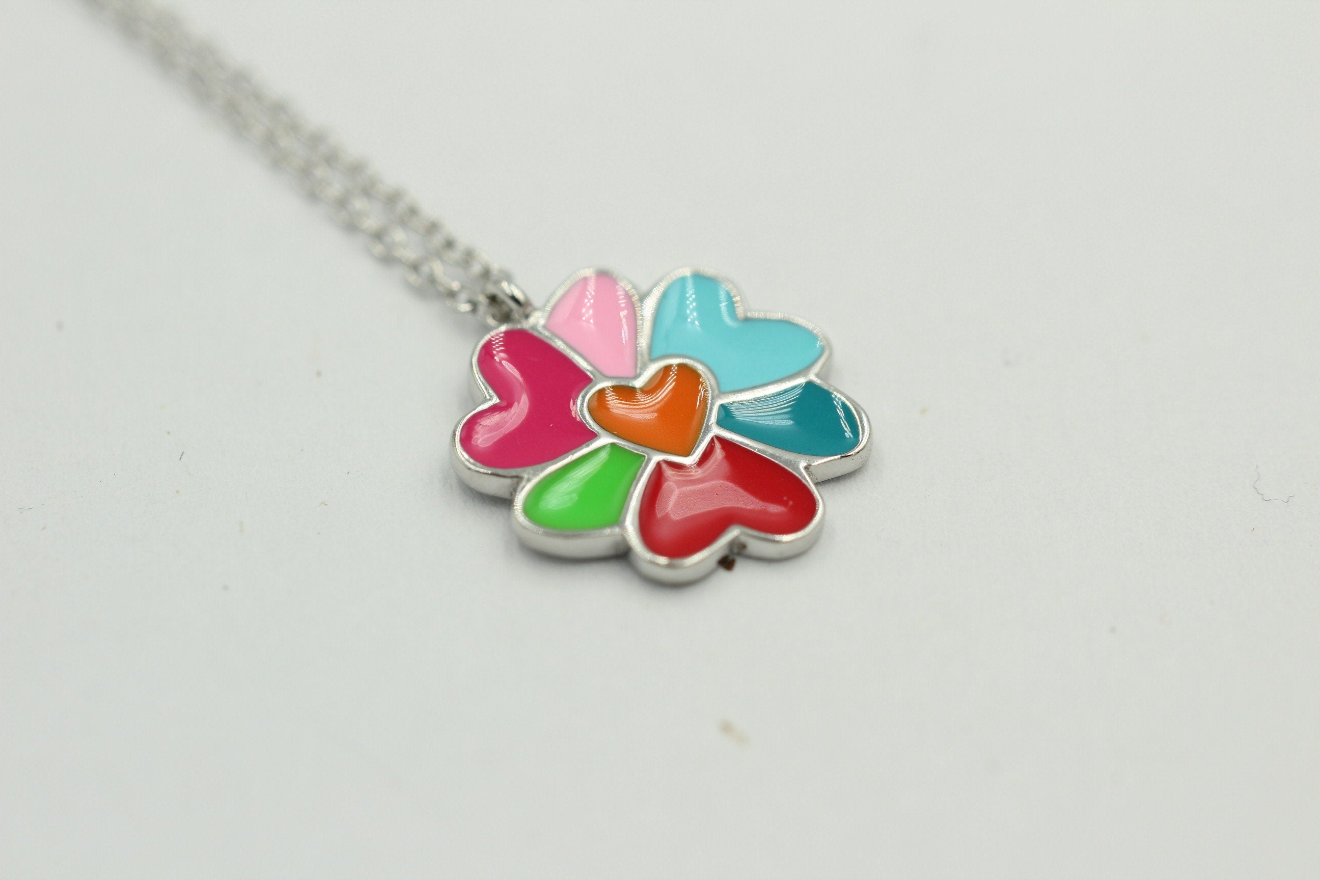 Anhänger Herzchen 925 Silber mit Emaille Collier Ketten Kinderschmuck Top Edel
