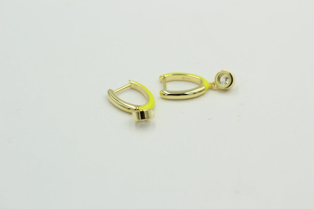 Creole 925 Silber Emaille mit Zirkonia vergoldet Sterling Silber Top Schmuck