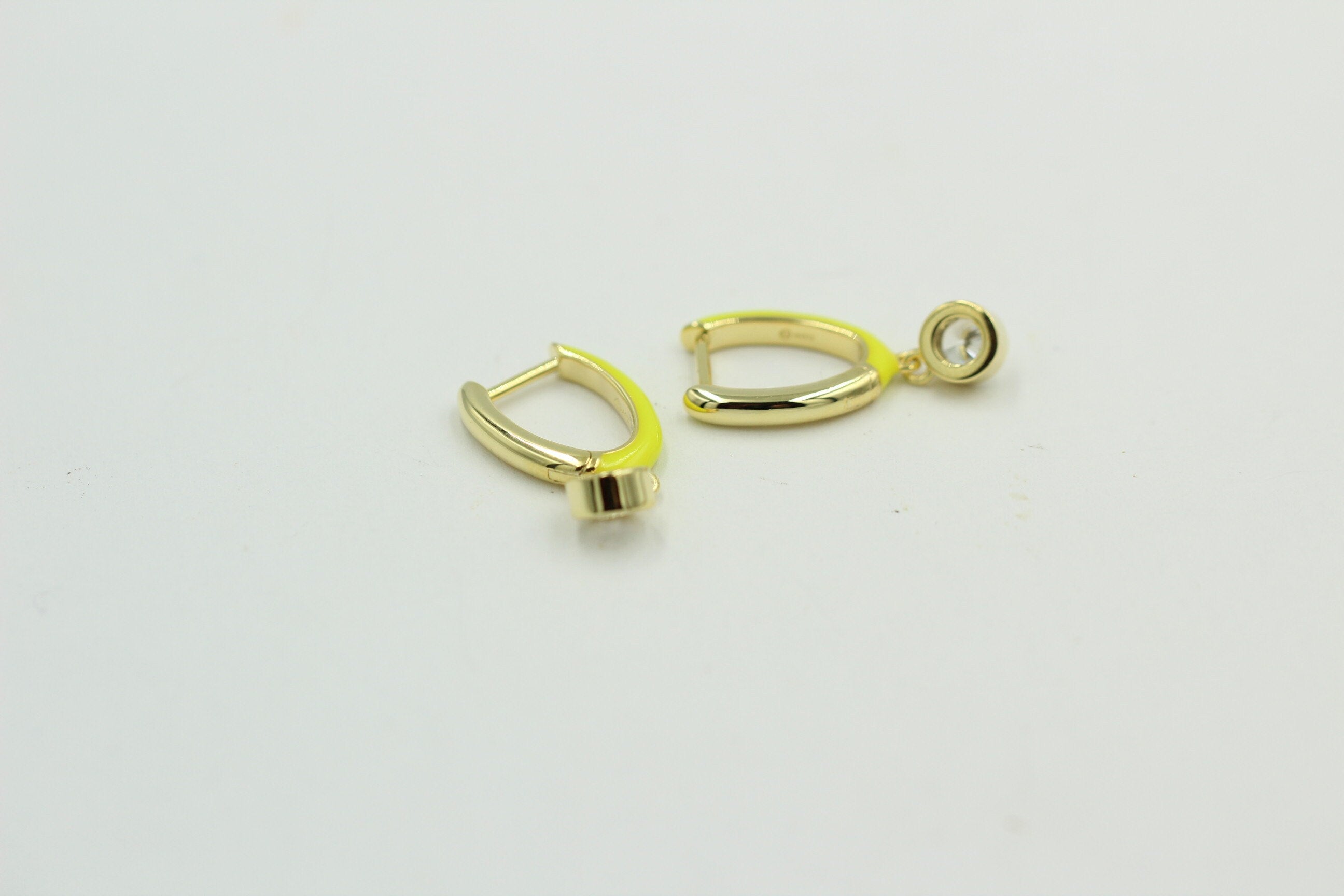 Creole 925 Silber Emaille mit Zirkonia vergoldet Sterling Silber Top Schmuck